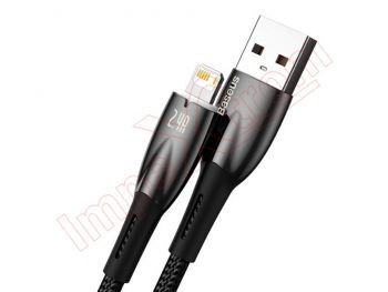 Cable de datos de alta calidad negro Baseus CADH000201 Glimmer Series de carga rápida 2.4A con conectores Lightning a USB Tipo A de 1m longitud, en blister